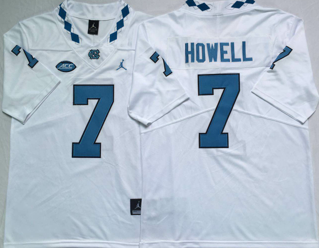 NCAA North Carolina Tar Heels 7 Howell white jerseys